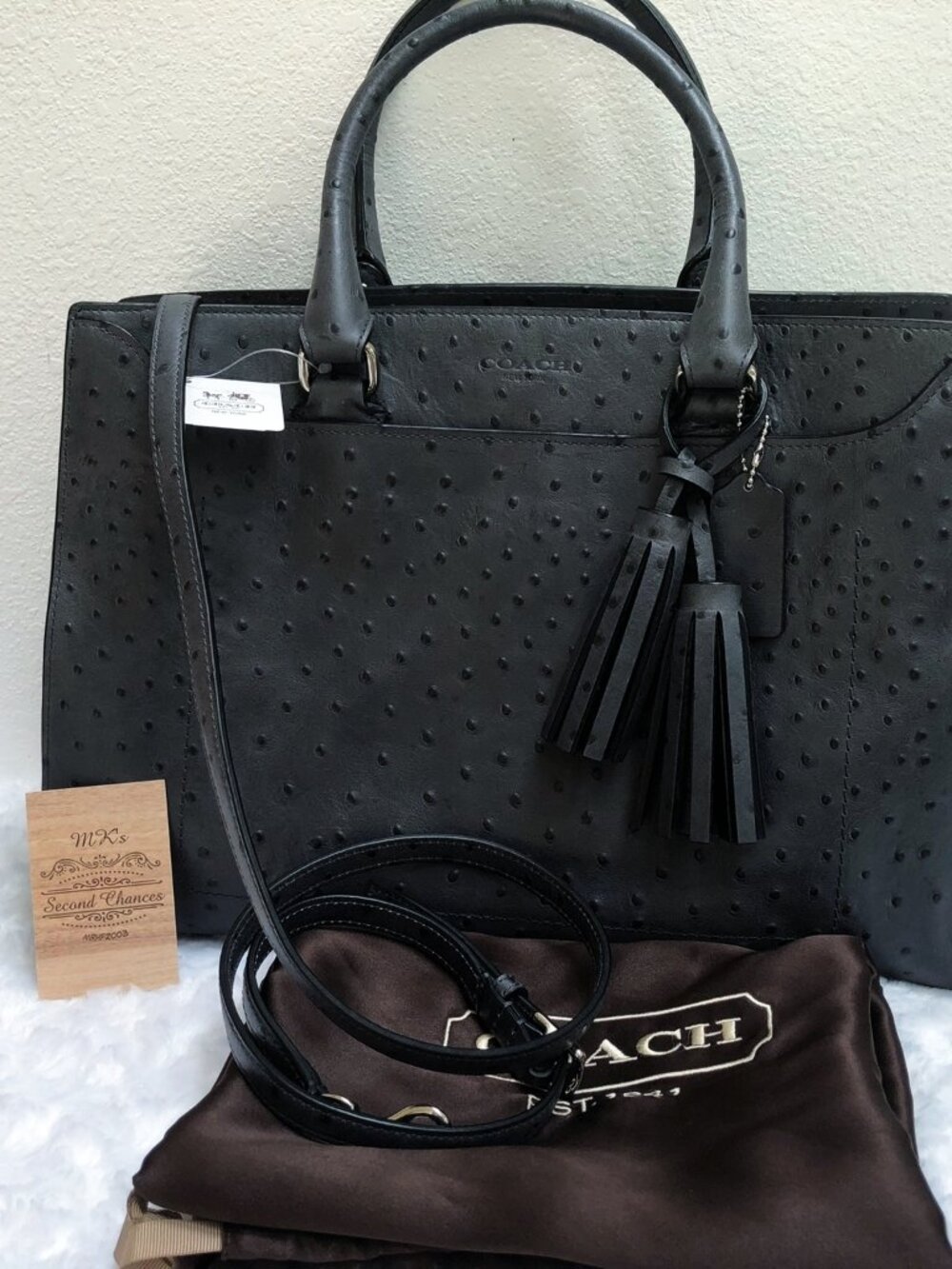 NWT COACH LEGACY PINNACLE LEIGHTON OSTRICH EMBOSSED CARRYALL - 23502 - Charcoal